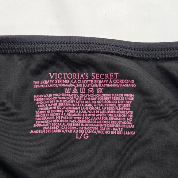 🖤 Victoria's Secret String Bikini Bottoms - Black w/ Gold Detail - L - Picture 5 of 5